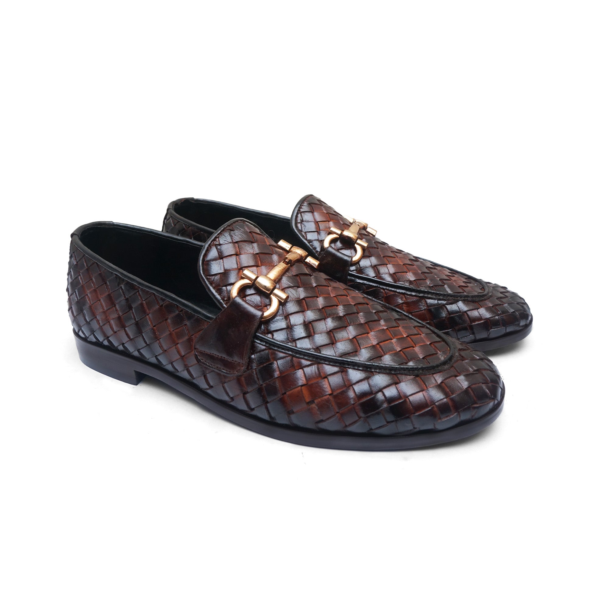 Hedgez Premium Leather Woven Bees Formel Shoe-168