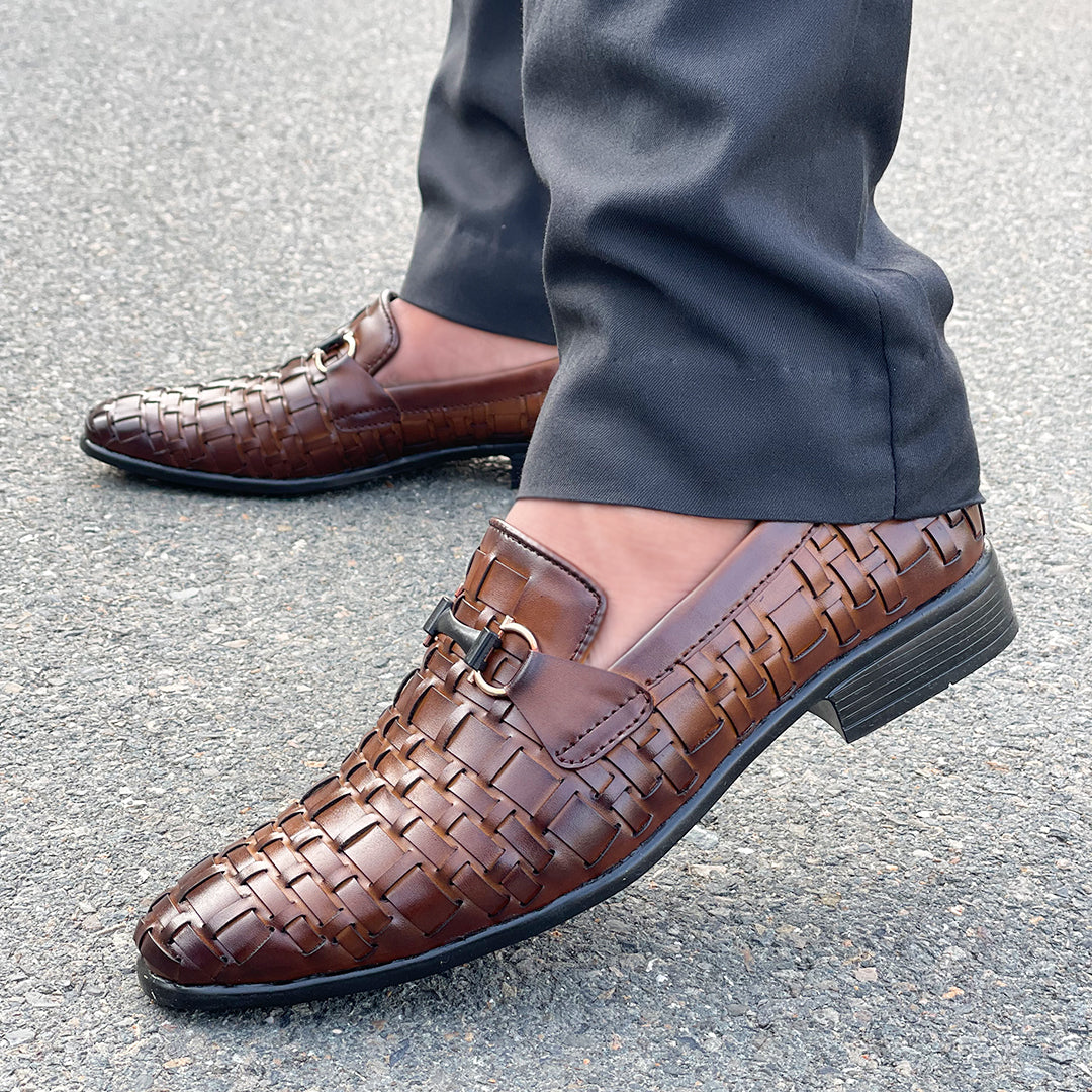 Hedgez Handmade Brown Woven Miz Shoe - 462 WL