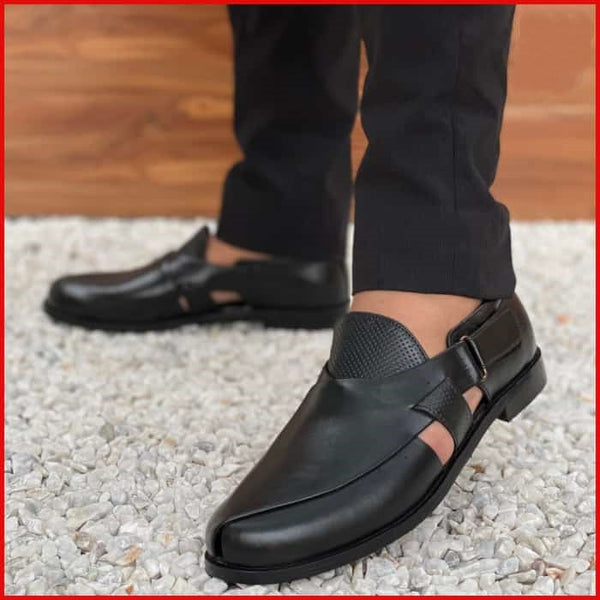 Hedgez Premium Leather Astro Black Sandal  323