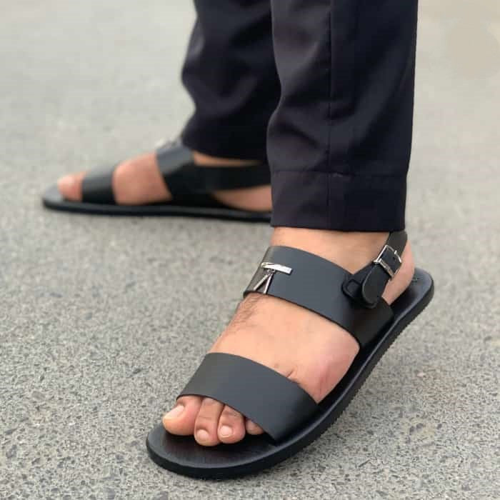 Hedgez Pure Leather Handmade Black Sandal-SD1005