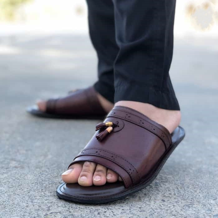 Hedgez Pure Leather Handmade Choco Slipper-CH24