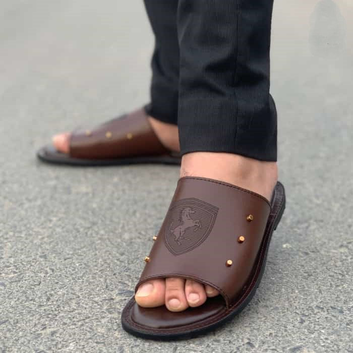 Hedgez Pure Leather Handmade Darwin Slipper Brown-502