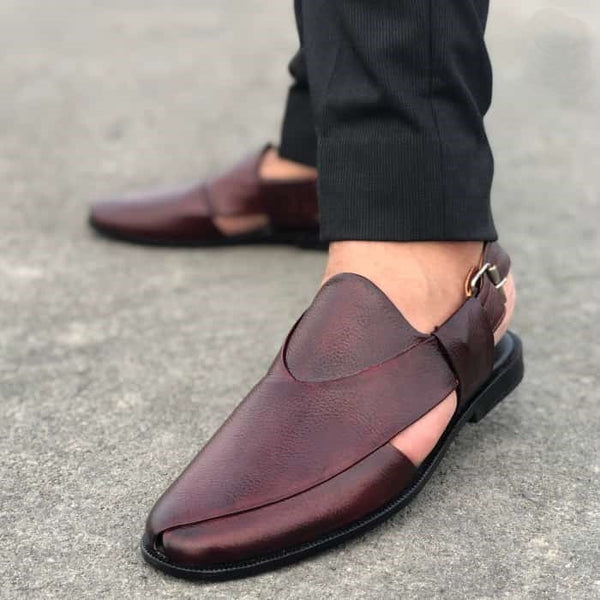 Hedgez Premium Leather Peshawari OxBlood Sandal-306