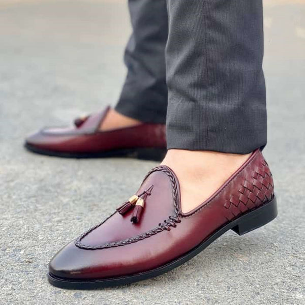 Hedgez Premium Leather Oxblood Tussle Formal Shoes-134