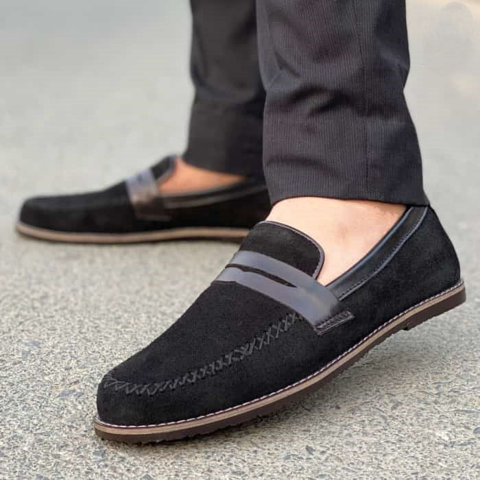 Hedgez Pure Leather Casual Suede Black-145