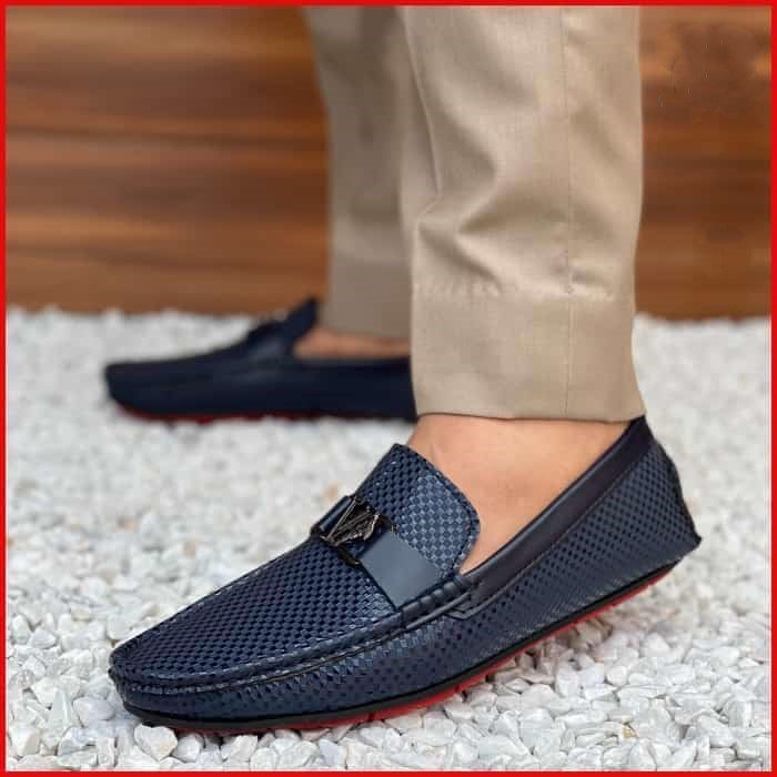 Hedgez Texture Blue Casual Loafer-8065