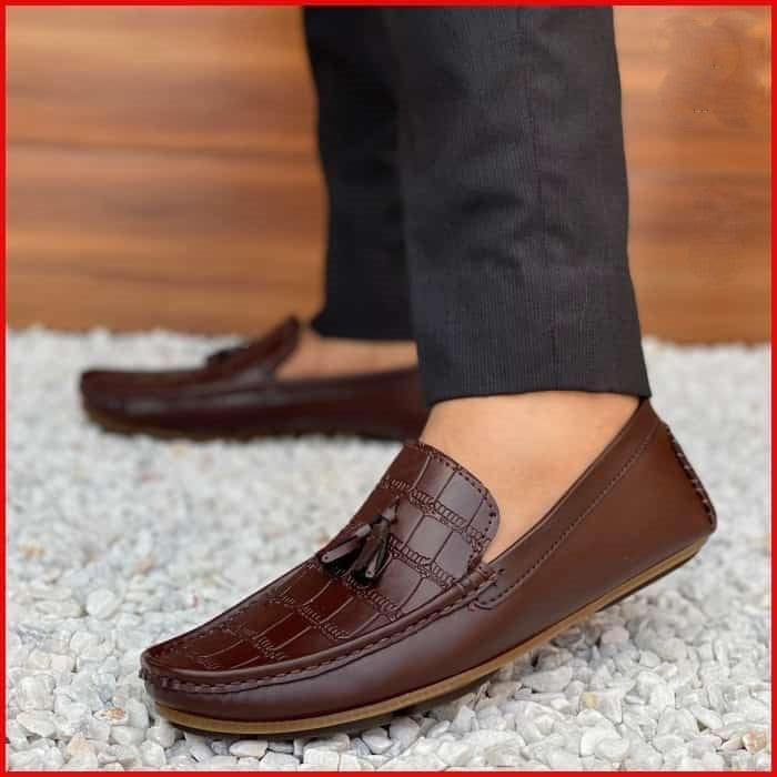 Hedgez Texture Tussle Brown Casual Loafer-8062