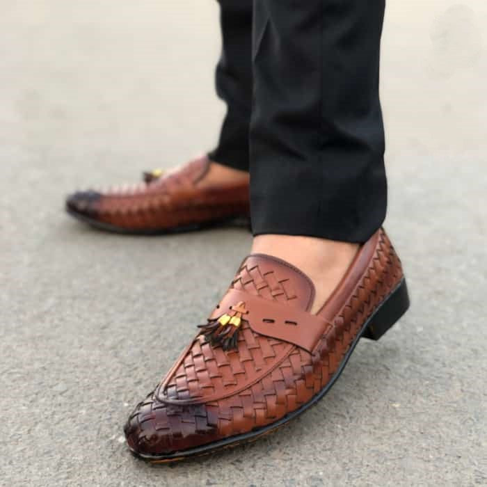 Hedgez Woven Brown Formal Shoes-9265