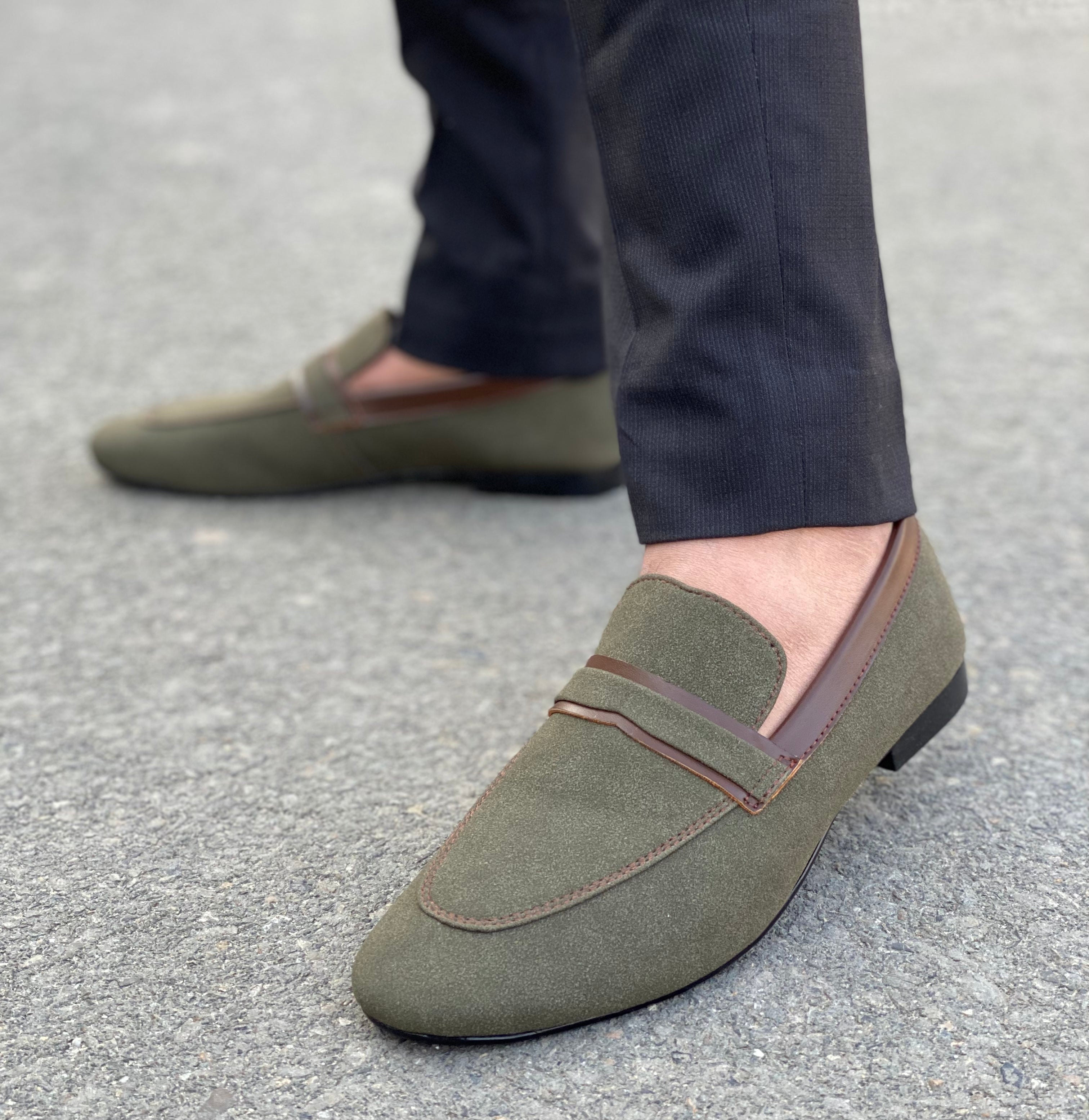 Hedgez Hand-made Suede Green Formel Shoe-9237