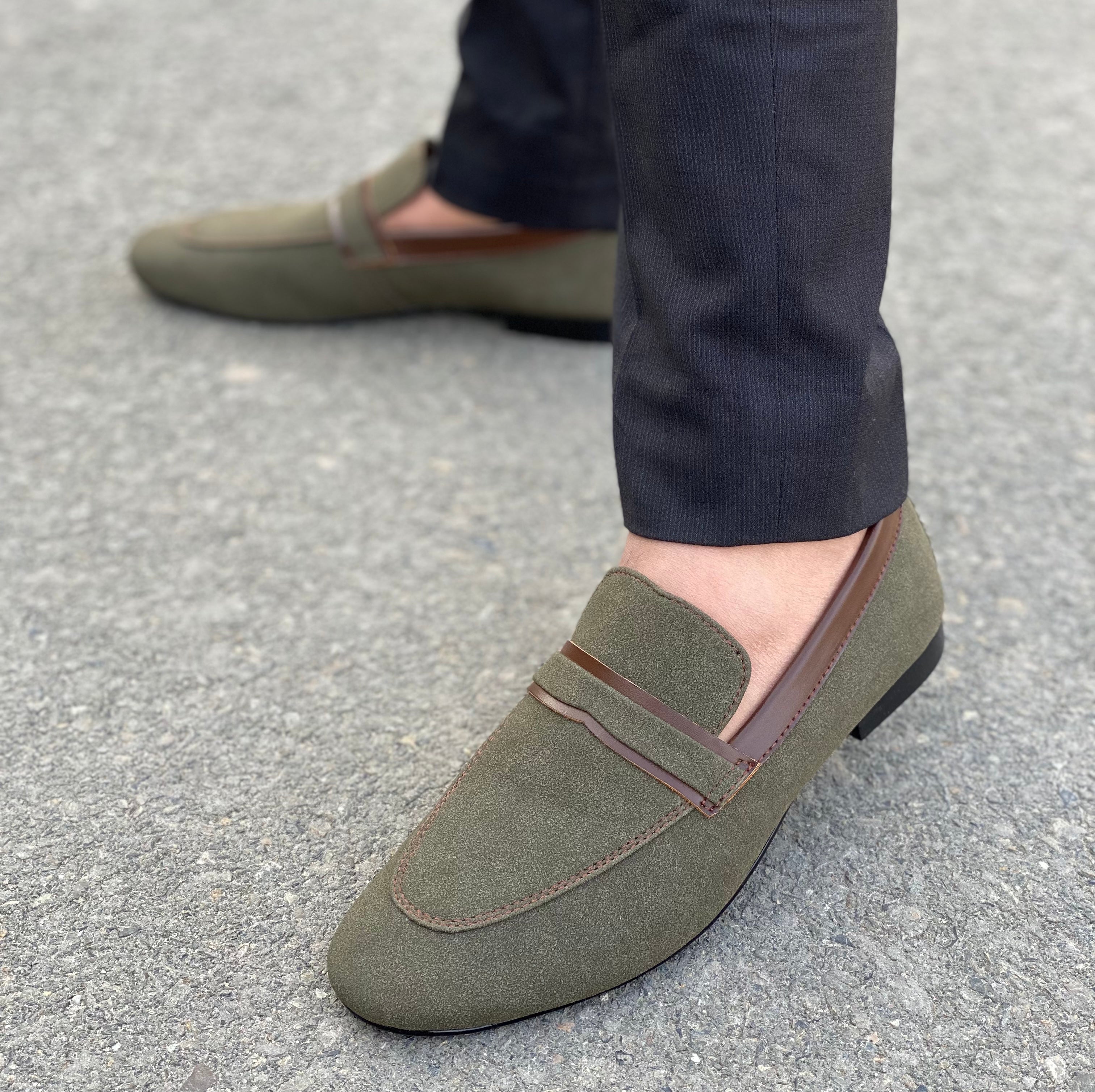 Hedgez Hand-made Suede Green Formel Shoe-9237