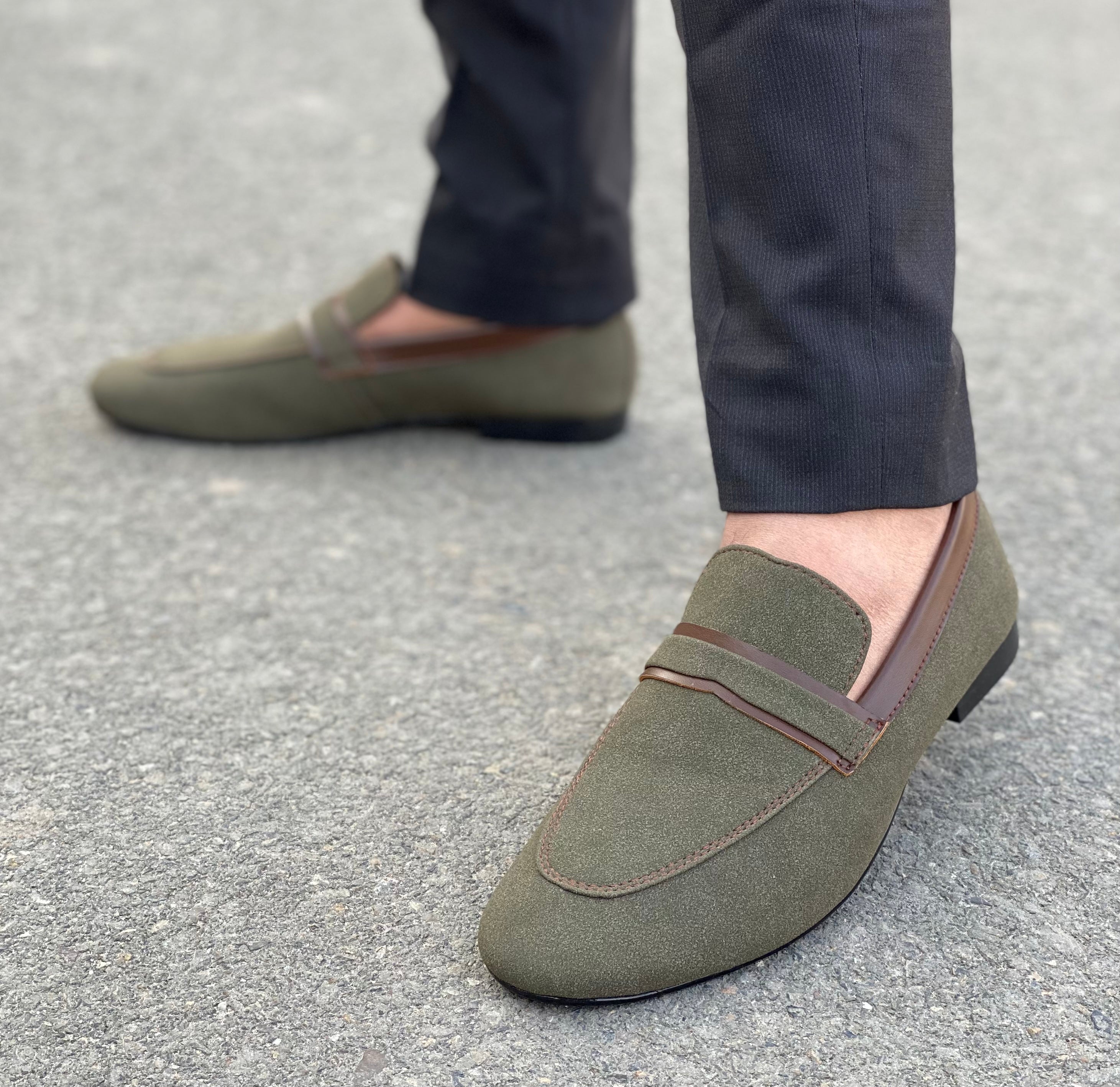 Hedgez Hand-made Suede Green Formel Shoe-9237